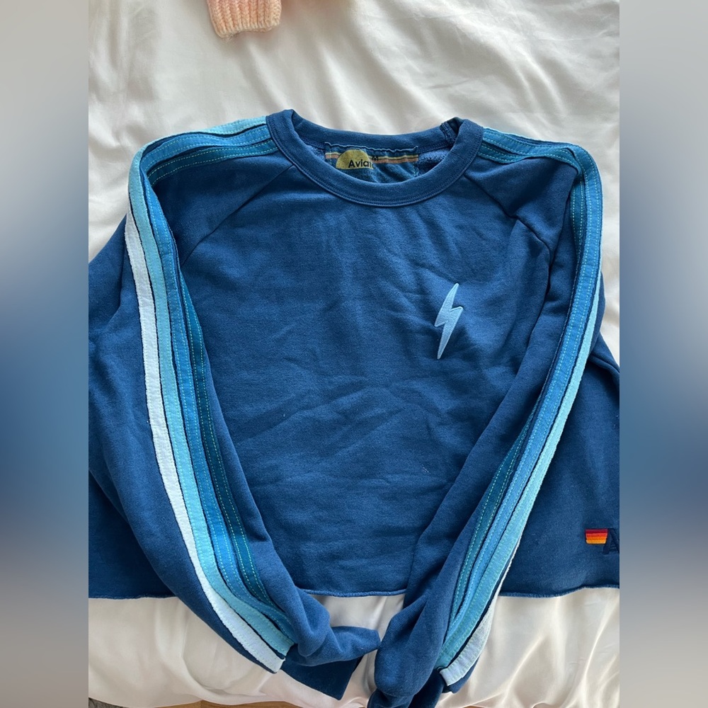 Blue Aviator nation cropped crewneck